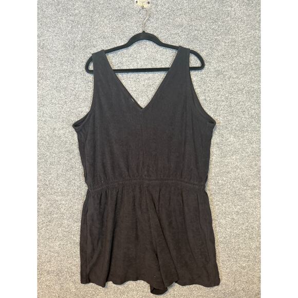 Old Navy Romper Womens 2X XXL Black Sleeveless Vneck Terry Cloth Plus Size - Picture 2 of 7